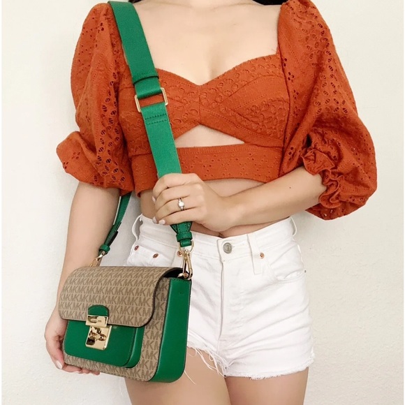 Michael Kors Sloan Editor Medium Flap Shoulder Bag Crossbody Palmetto Green MK - Picture 3 of 3